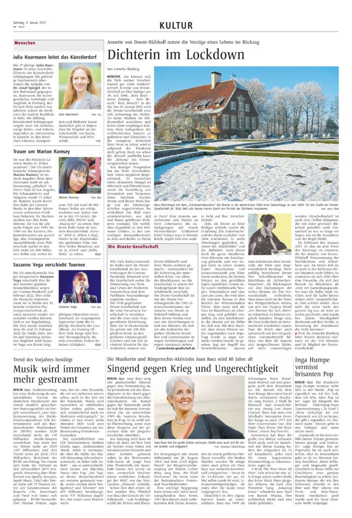 Artikel aus den Westfälischen Nachrichten vom 9. Januar 2021